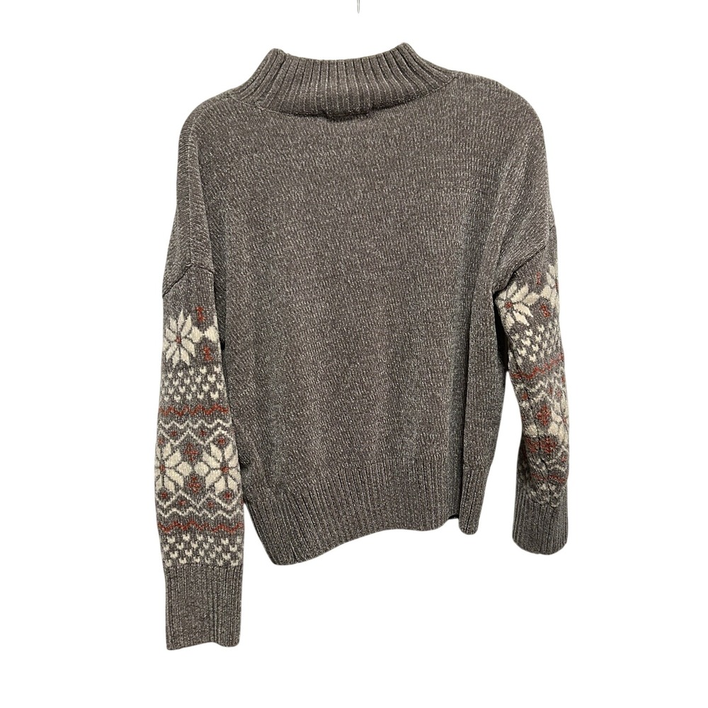 Christian Siriano New York Womens M Grey Chunky Chenille Snowflake Knit Sweater - Picture 2 of 10